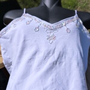 White Camisole with Iridescent Embellishments